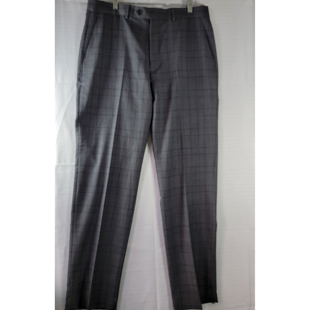 Lauren Ralph Lauren Men's Gray Plaid Wool Blend Dress Pants